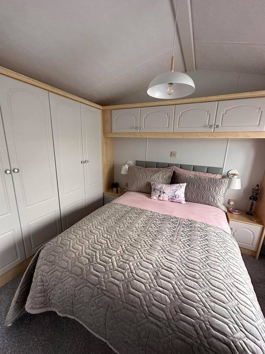 The same wardrobes painted soft grey